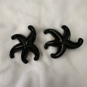 Elegant Black Starfish clip on earrings